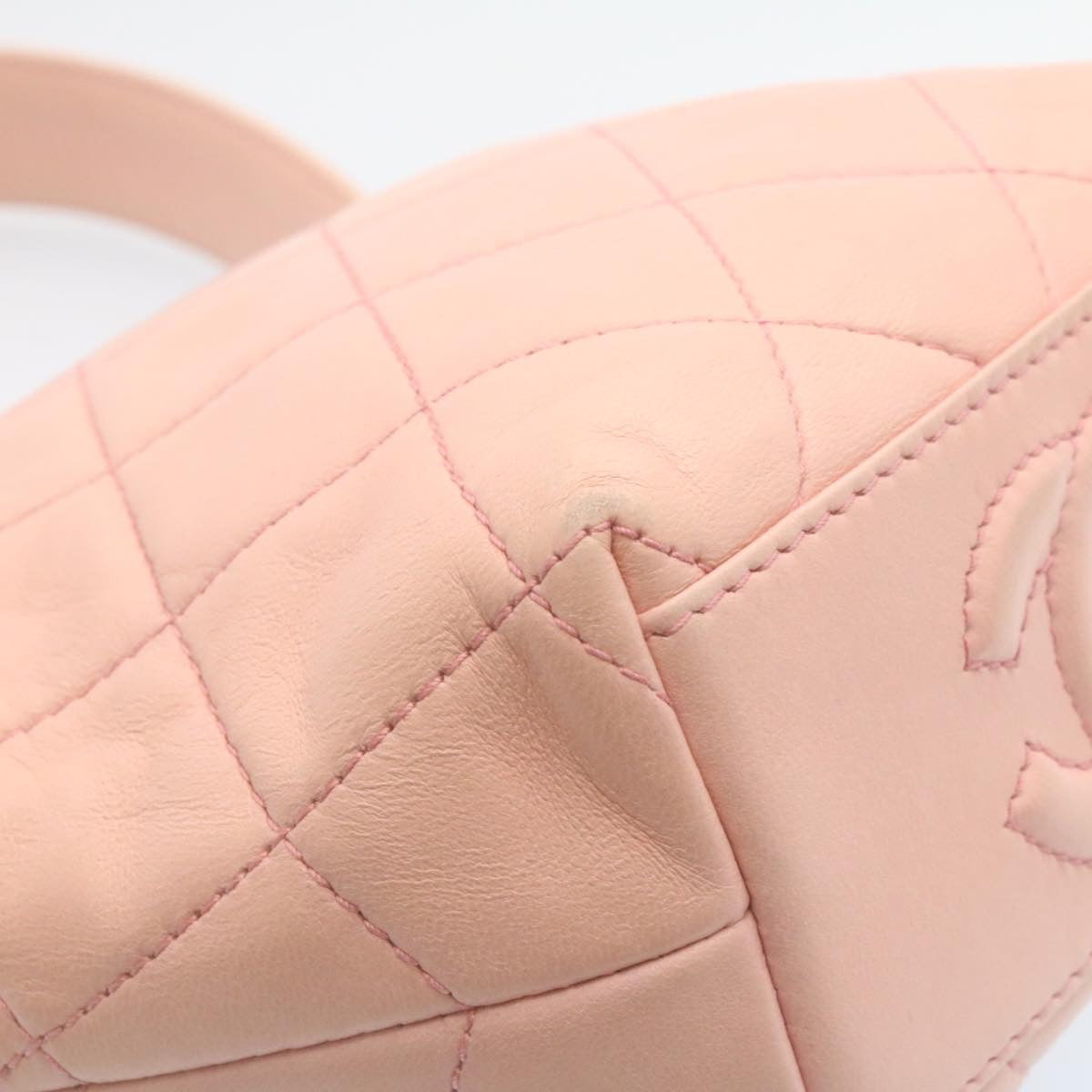 Top Quality Chanel Matelasse Hand Bag Lamb Skin Pink CC Auth 29107A