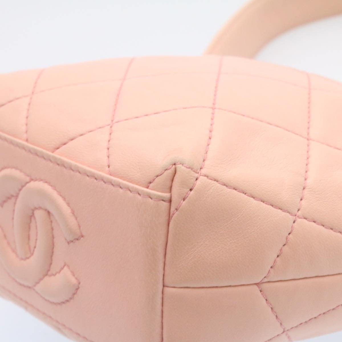 Top Quality Chanel Matelasse Hand Bag Lamb Skin Pink CC Auth 29107A