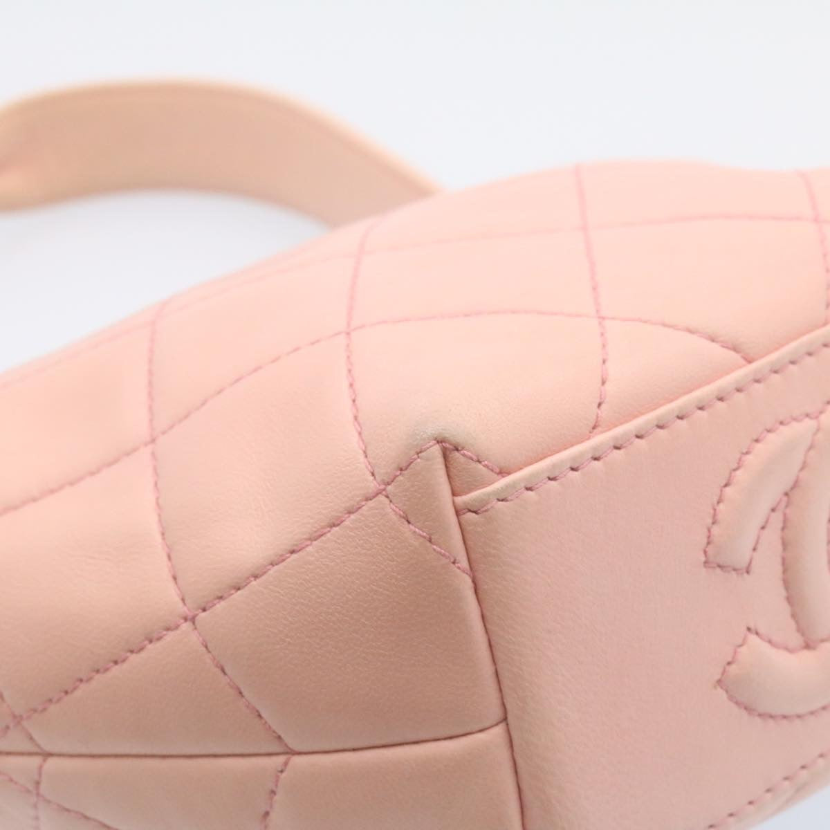 Top Quality Chanel Matelasse Hand Bag Lamb Skin Pink CC Auth 29107A