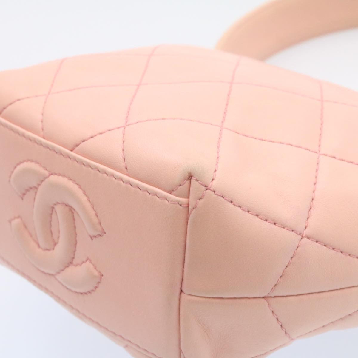 Top Quality Chanel Matelasse Hand Bag Lamb Skin Pink CC Auth 29107A