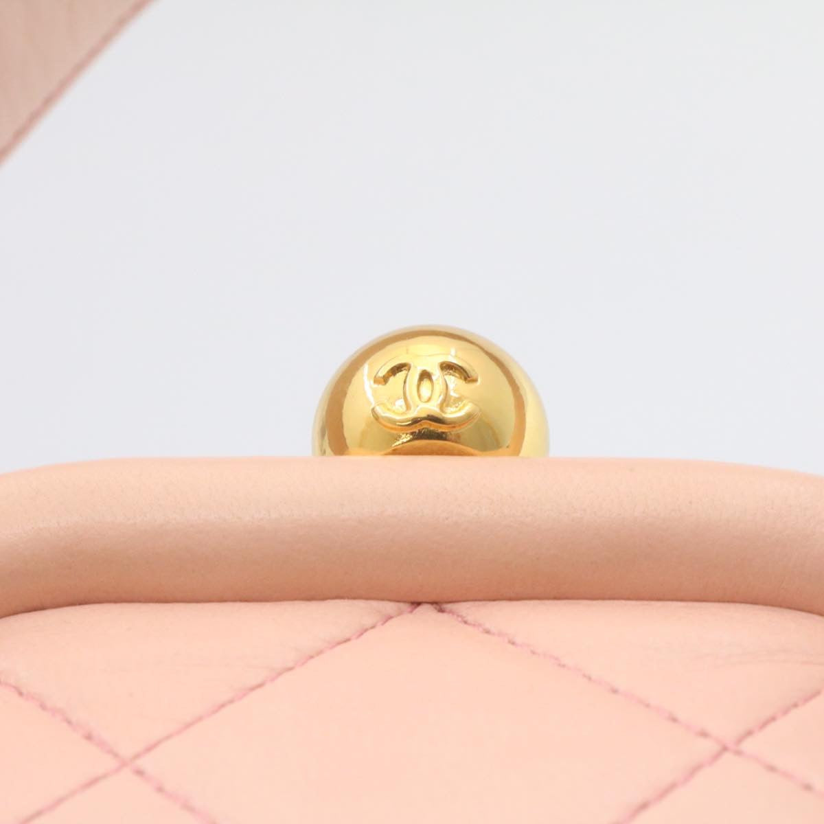 Top Quality Chanel Matelasse Hand Bag Lamb Skin Pink CC Auth 29107A