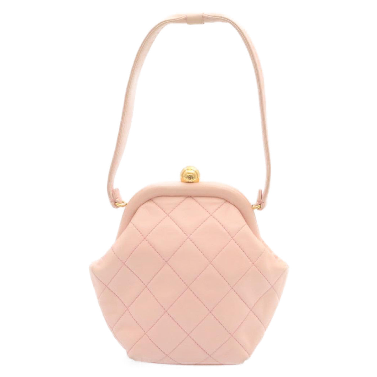 Top Quality Chanel Matelasse Hand Bag Lamb Skin Pink CC Auth 29107A