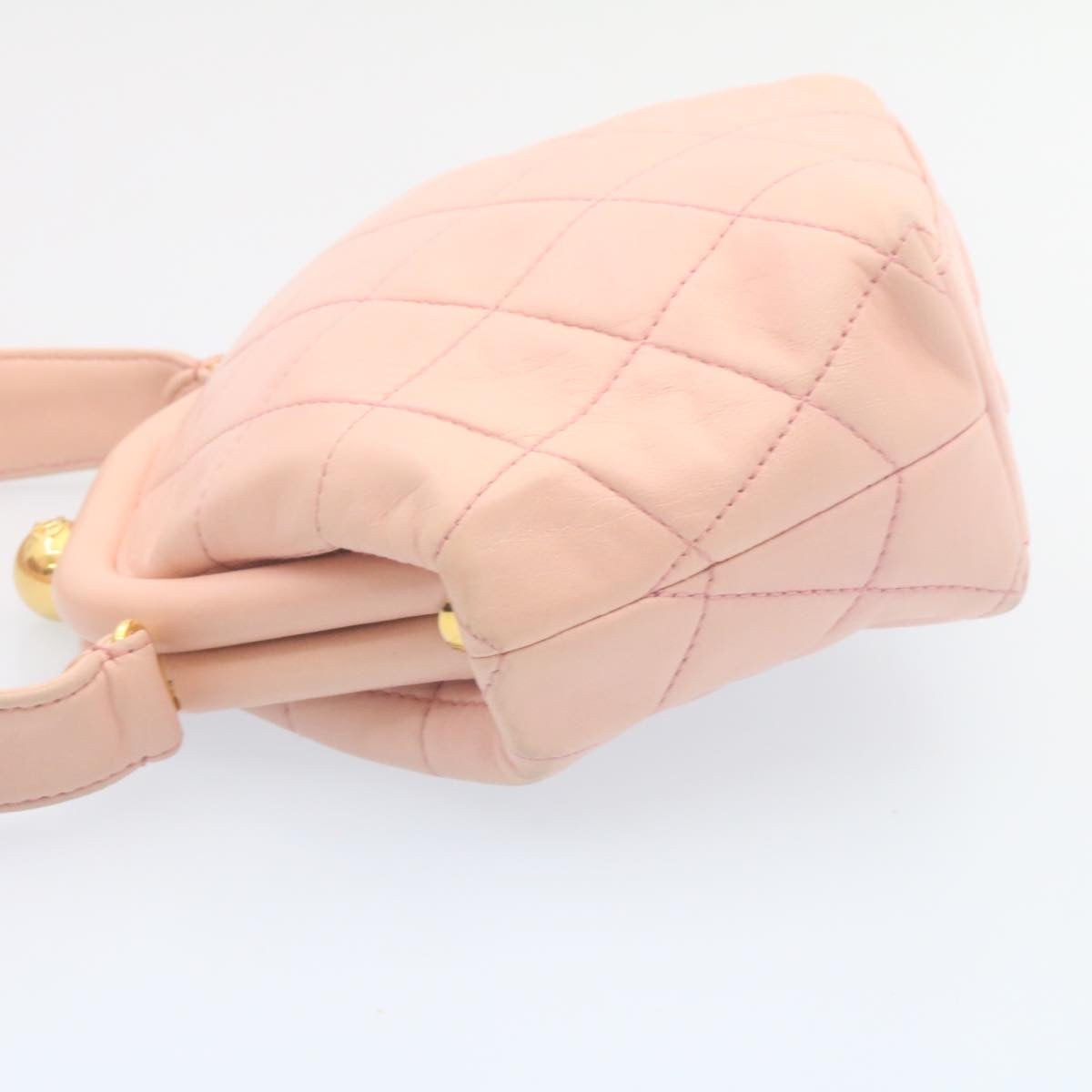Top Quality Chanel Matelasse Hand Bag Lamb Skin Pink CC Auth 29107A