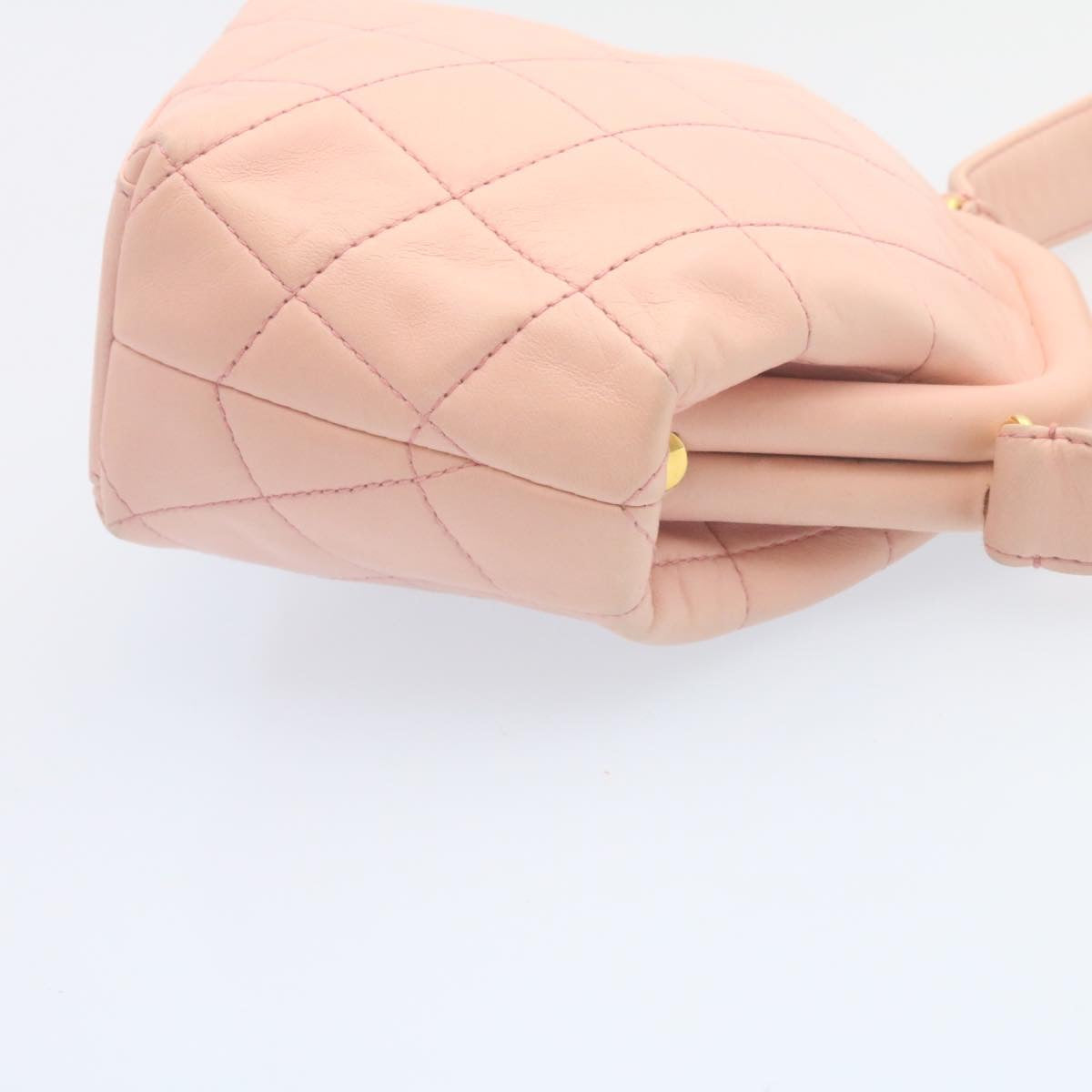 Top Quality Chanel Matelasse Hand Bag Lamb Skin Pink CC Auth 29107A