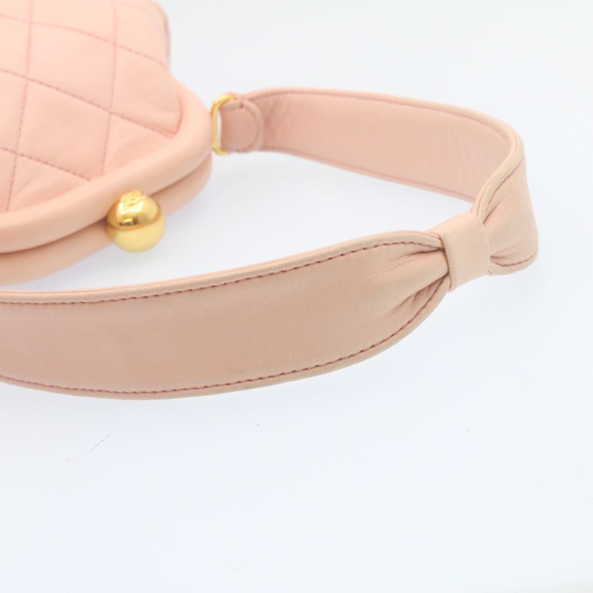 Top Quality Chanel Matelasse Hand Bag Lamb Skin Pink CC Auth 29107A