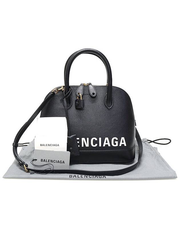 Luxury Balenciaga  550645 Black Leather Logo Printing Bill Top Handle Small 2WAY