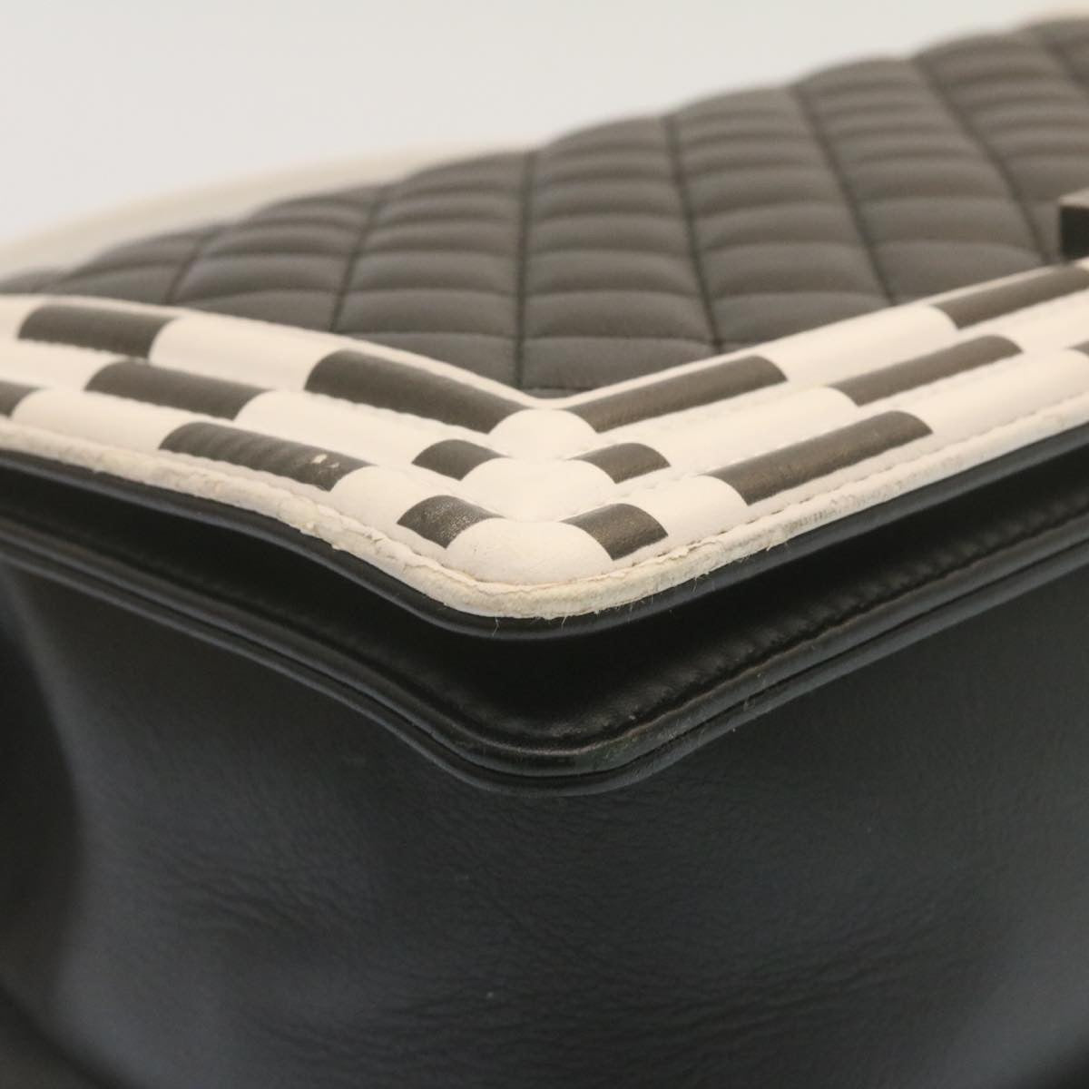 Top Quality Chanel Matelasse Boy  Chain Shoulder Bag Lamb Skin Black CC Auth 29190A