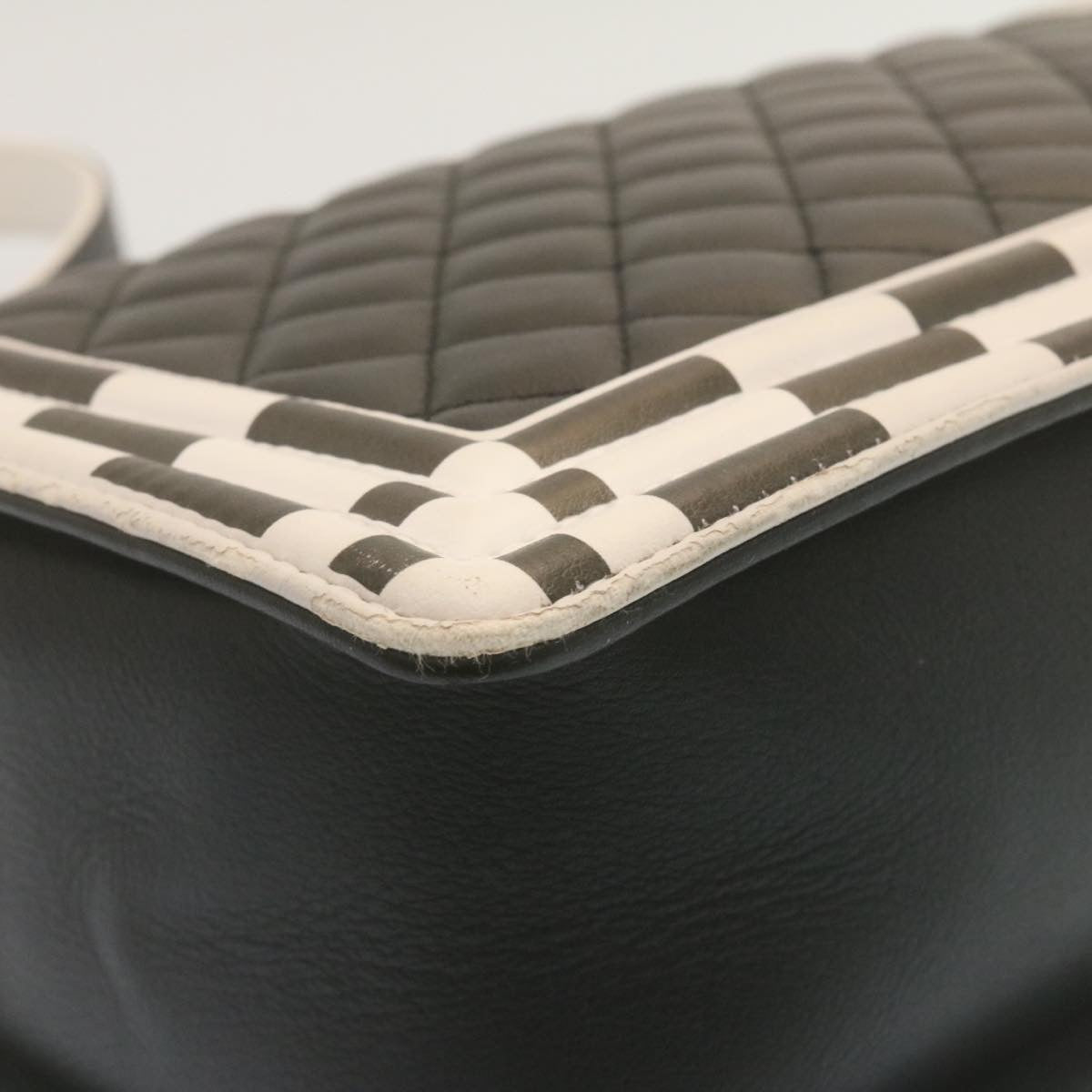 Top Quality Chanel Matelasse Boy  Chain Shoulder Bag Lamb Skin Black CC Auth 29190A