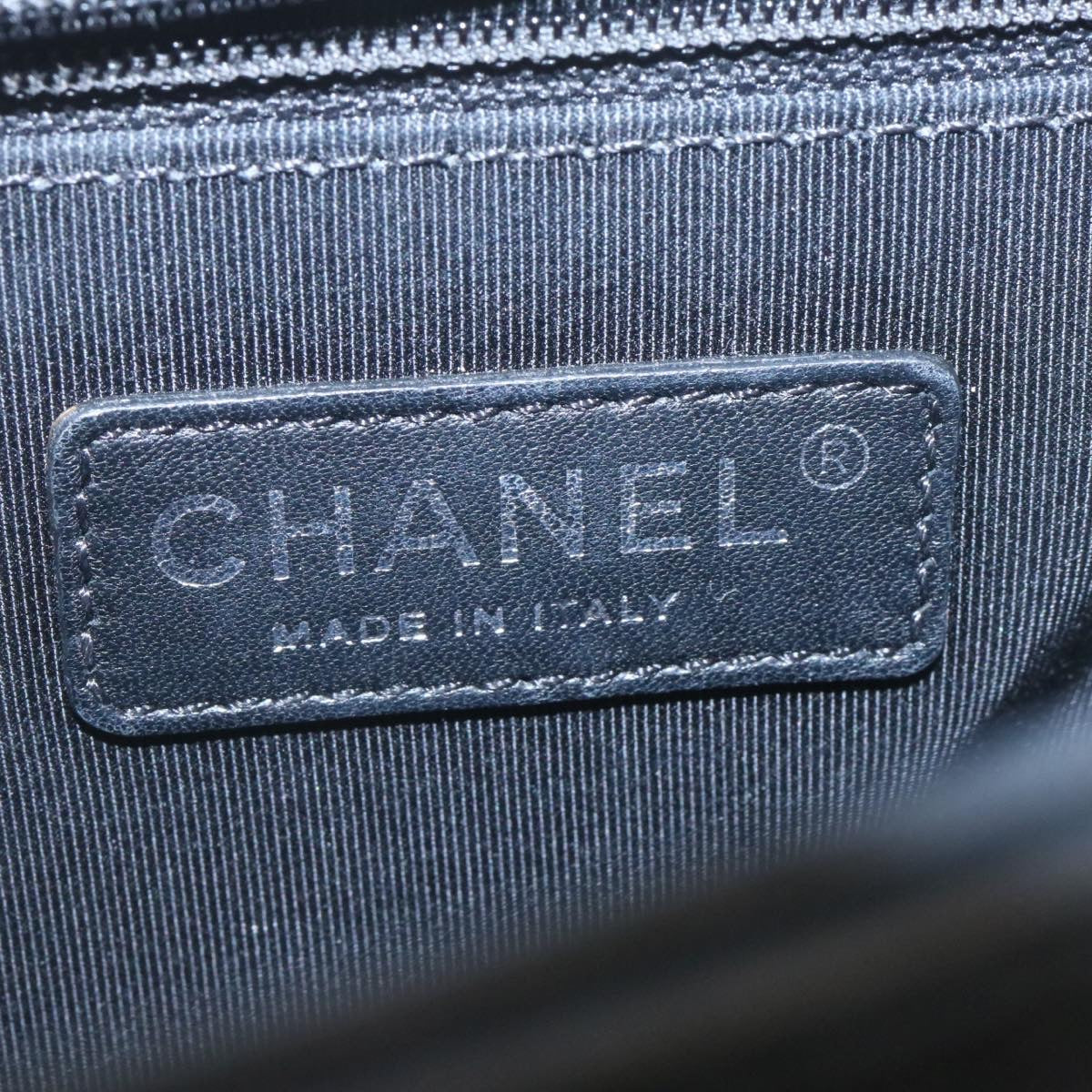 Top Quality Chanel Matelasse Boy  Chain Shoulder Bag Lamb Skin Black CC Auth 29190A