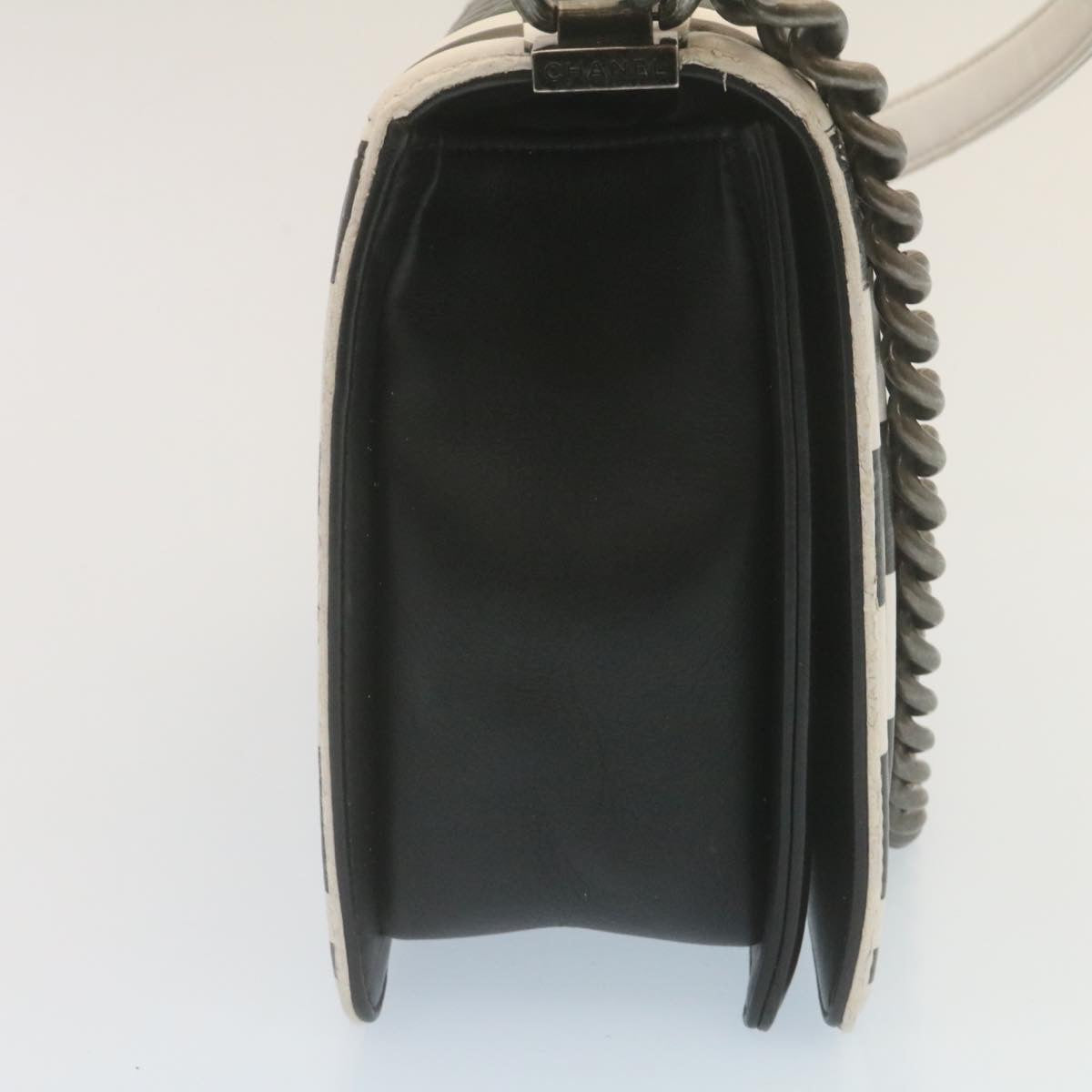 Top Quality Chanel Matelasse Boy  Chain Shoulder Bag Lamb Skin Black CC Auth 29190A