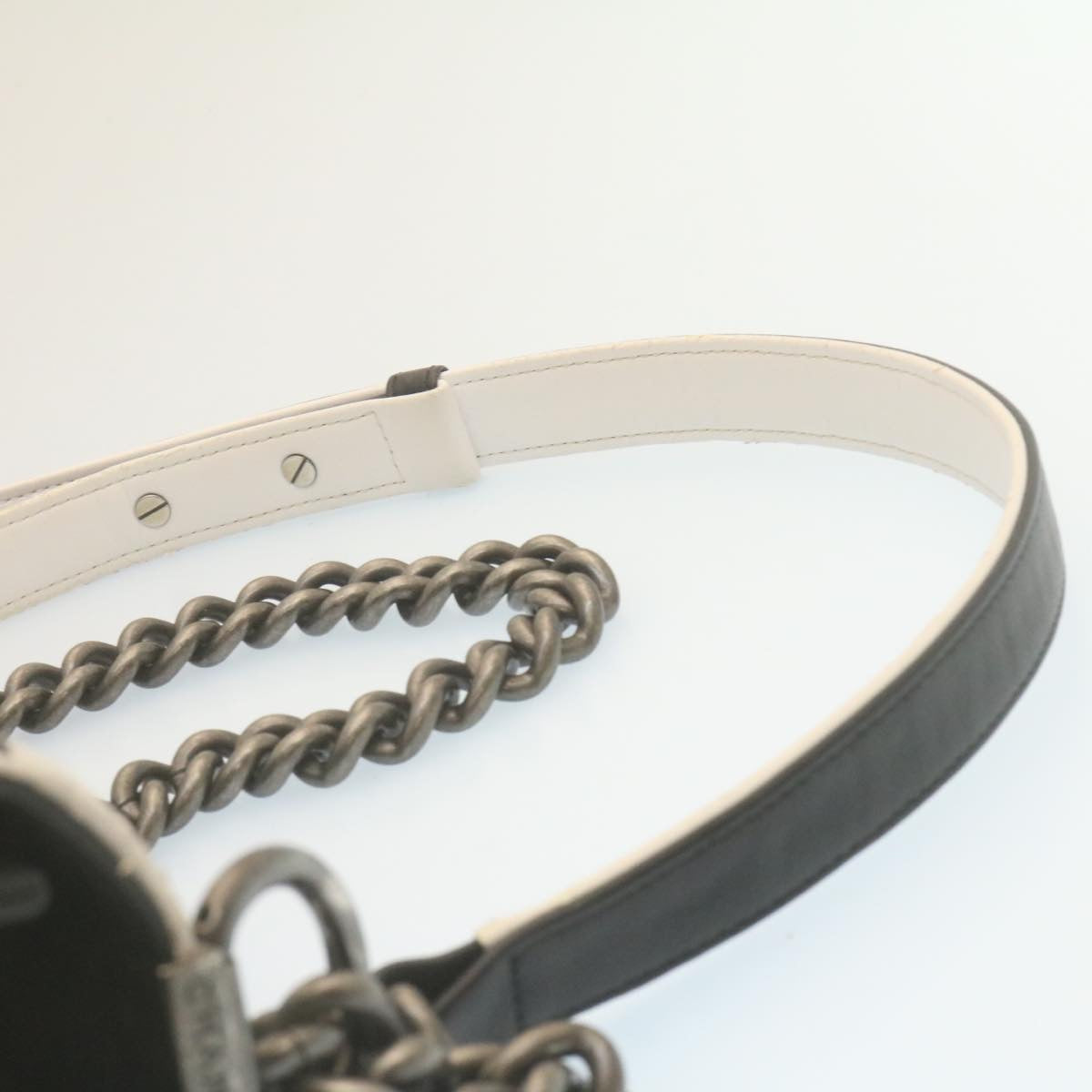 Top Quality Chanel Matelasse Boy  Chain Shoulder Bag Lamb Skin Black CC Auth 29190A
