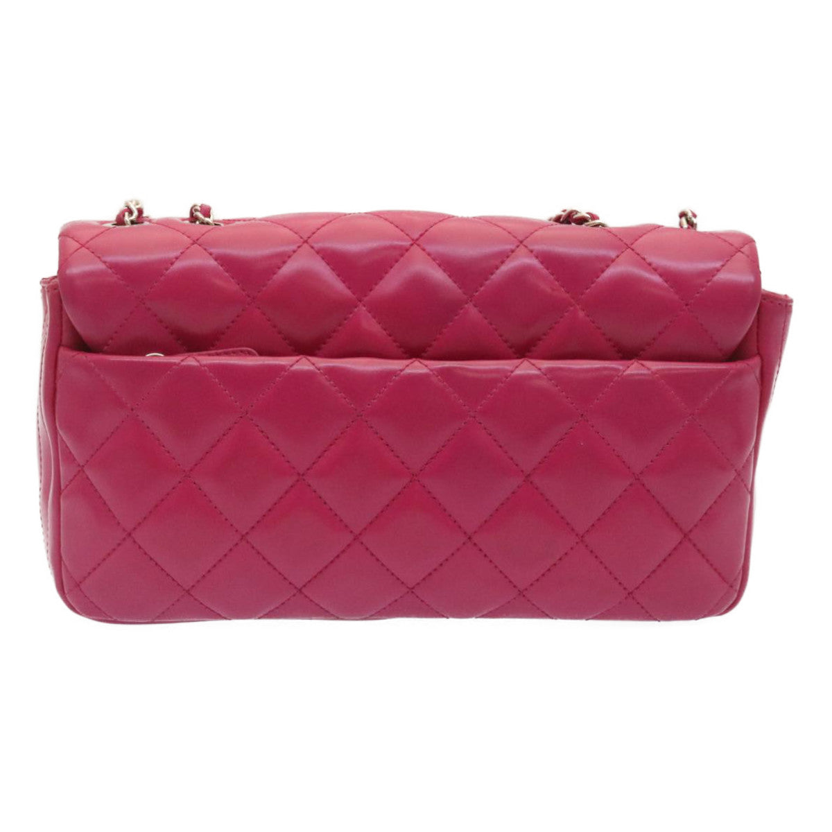 CHANEL Matelasse Coco Rain Double Chain Shoulder Bag Lamb Skin Pink Auth 29191A