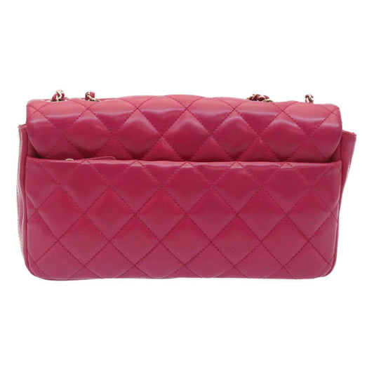 CHANEL Matelasse Coco Rain Double Chain Shoulder Bag Lamb Skin Pink Auth 29191A