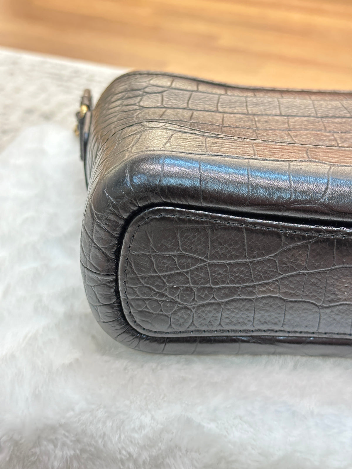 Chanel Small Gabrielle Hobo Bag Crocodile Embossed Calfskin Black