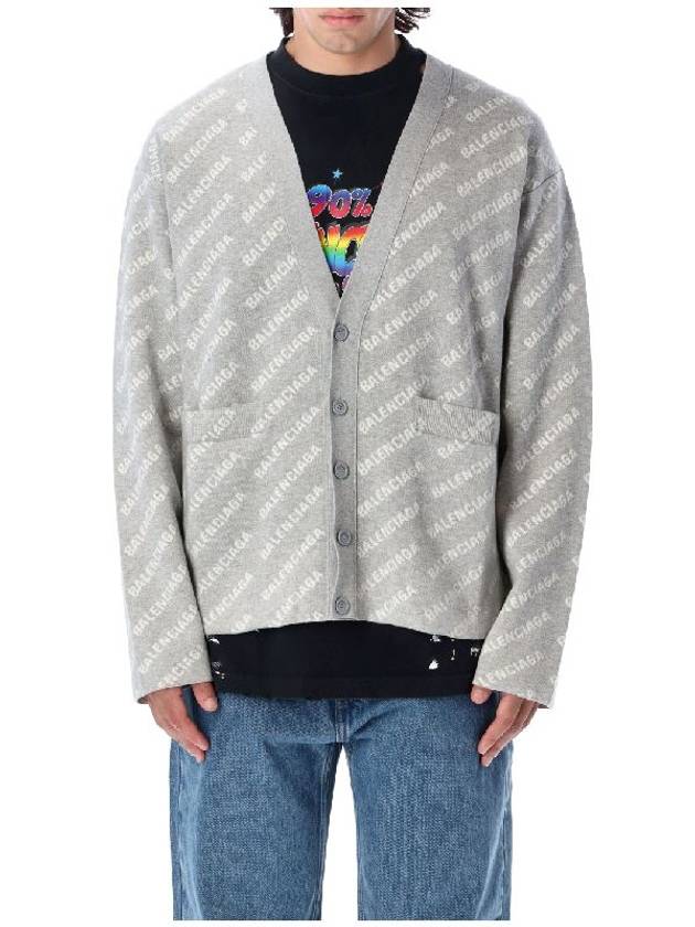 Luxury Balenciaga  All-Over Logo Cardigan Grey