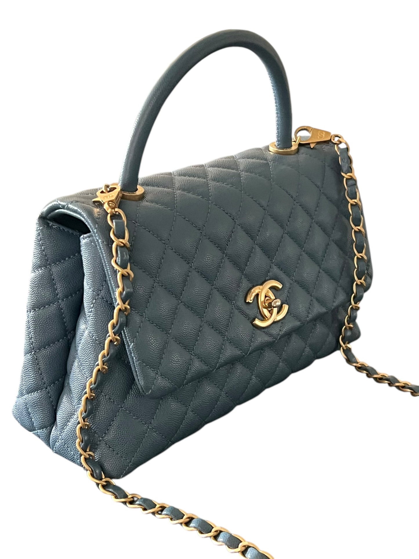Chanel - sac coco handle bleu jean