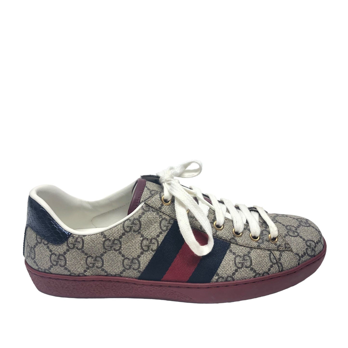 Brown & Red Shoes Luxury Designer Gucci, Size 7.5