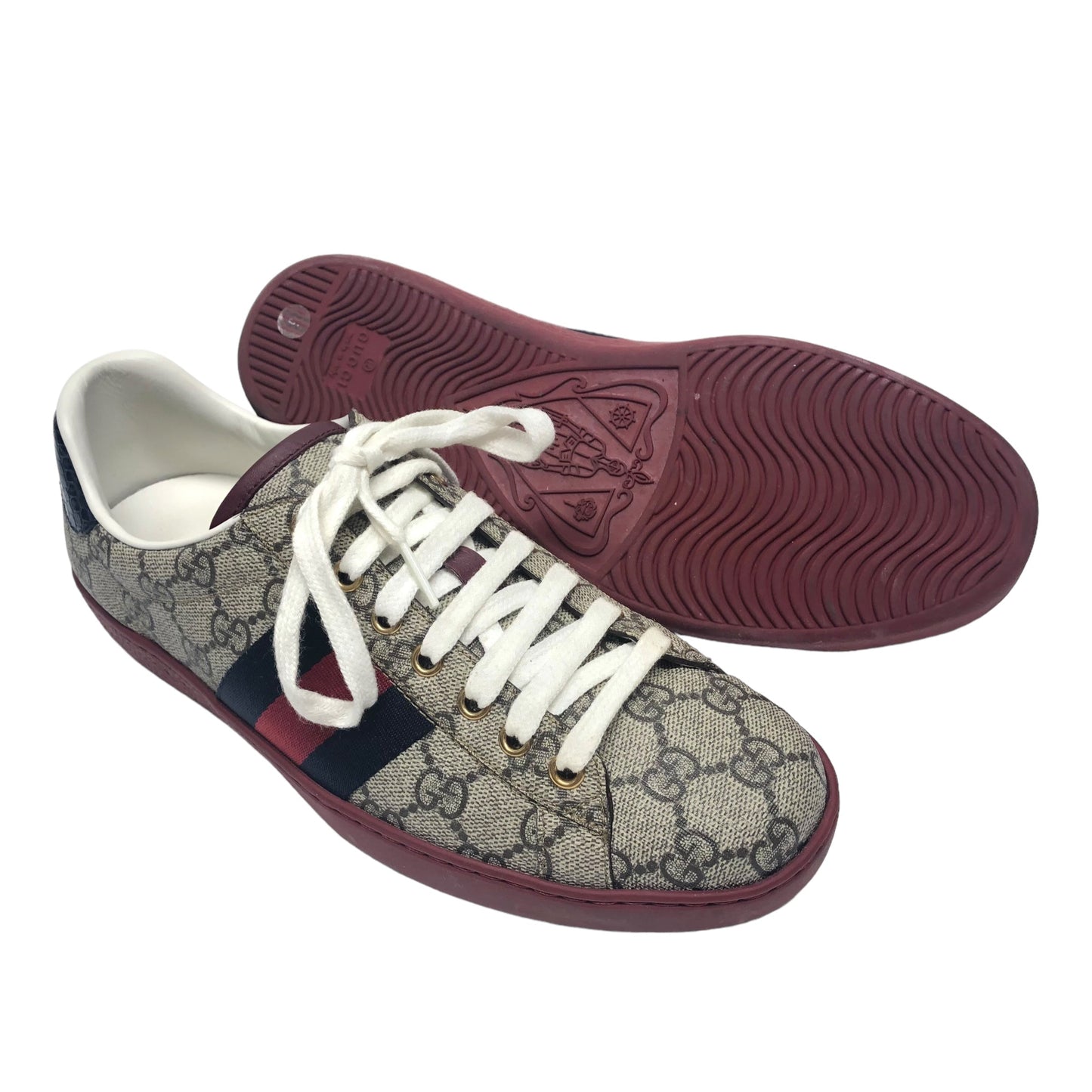 Brown & Red Shoes Luxury Designer Gucci, Size 7.5