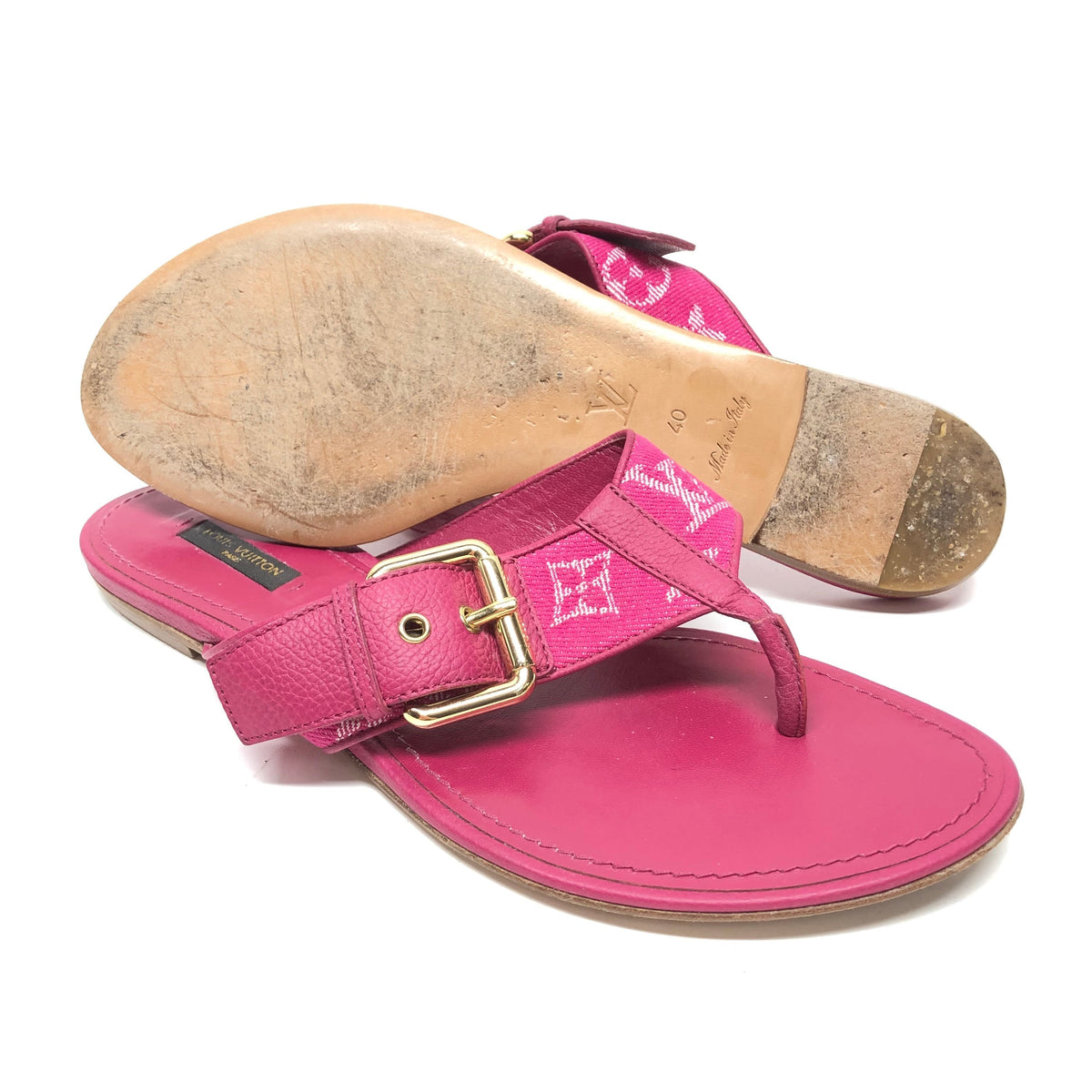 Pink Sandals Flats Louis Vuitton, Size 8