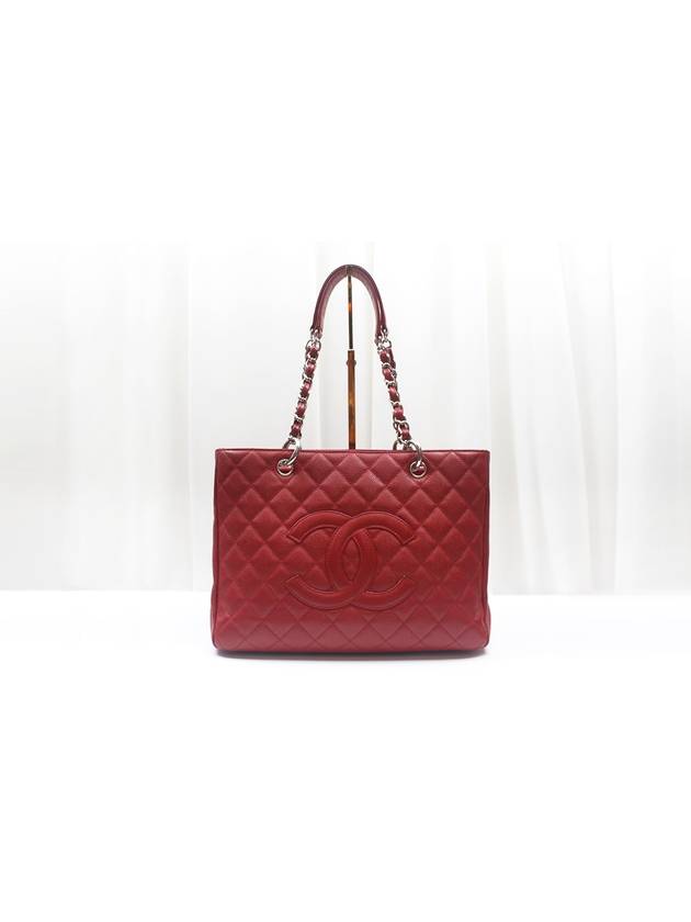 Grand Shopping Red Caviar Silver Shoulder Bag 13th A50995 Chanel