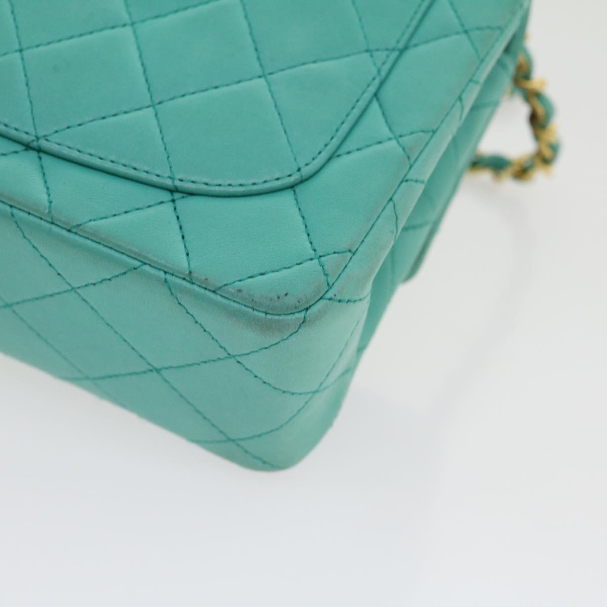 Top Quality Chanel Mini Matelasse New Chain Shoulder Bag Lamb Skin Light Blue Auth 29527A
