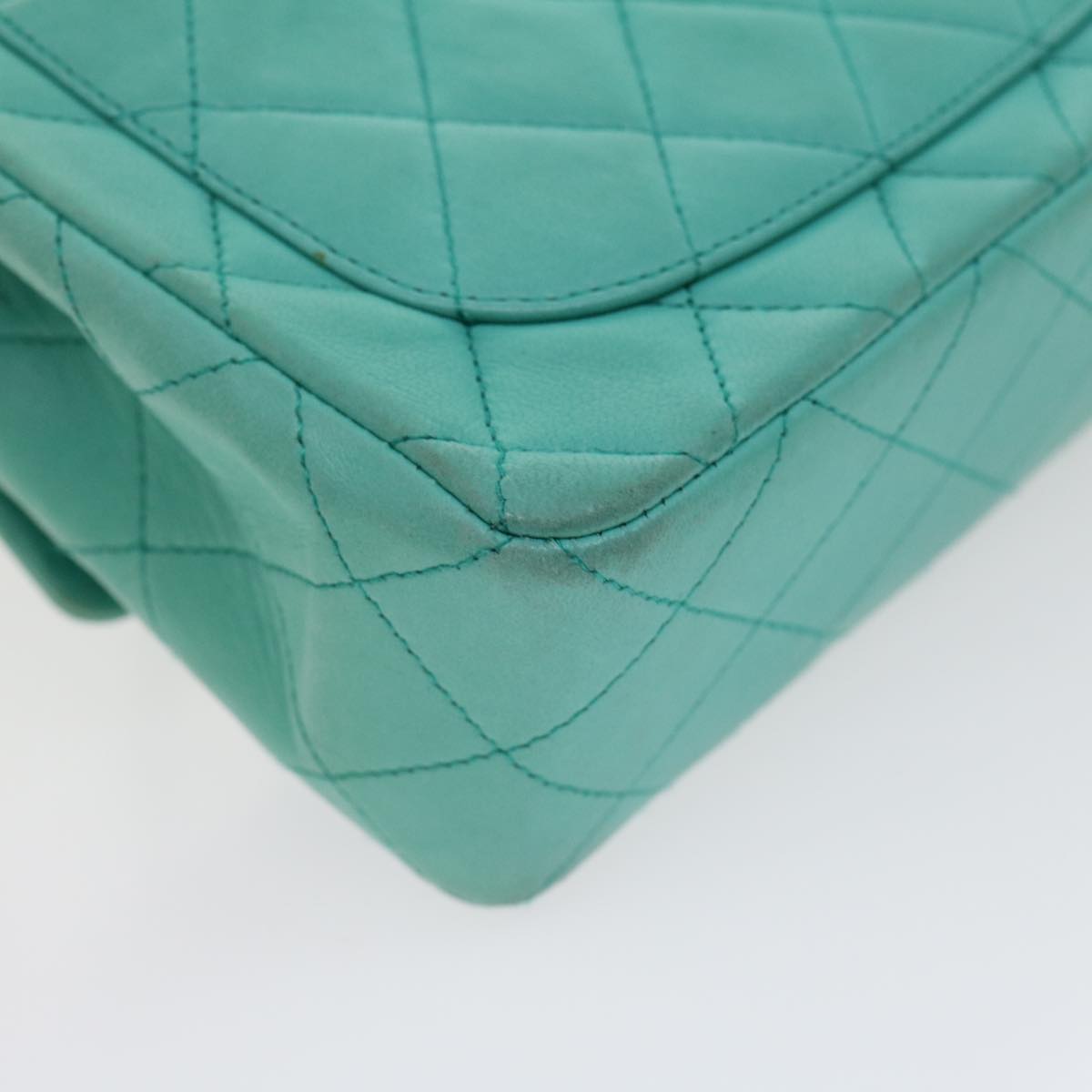 Top Quality Chanel Mini Matelasse New Chain Shoulder Bag Lamb Skin Light Blue Auth 29527A