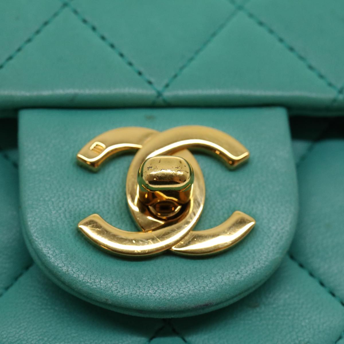 Top Quality Chanel Mini Matelasse New Chain Shoulder Bag Lamb Skin Light Blue Auth 29527A