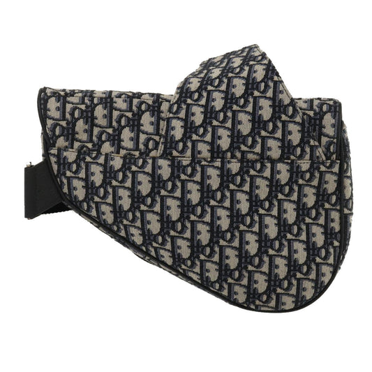 CHRISTIAN DIOR Trotter Canvas Oblique Saddle Shoulder Body Bag Blue Auth 29581A