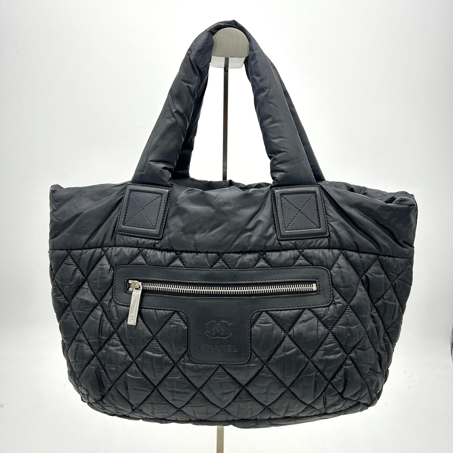 Chanel Nylon Quilted Small Coco Cocoon Tote Black  LA1465