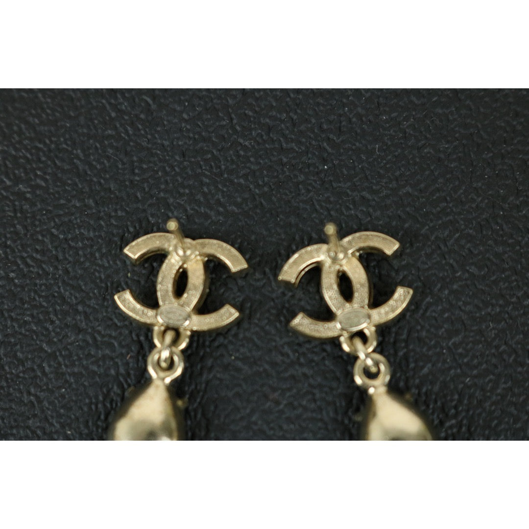 Very Good ( Rank A) ｜CHANEL COCO Mark Water drop pendant  Rhinestone Earrings ｜X25020916