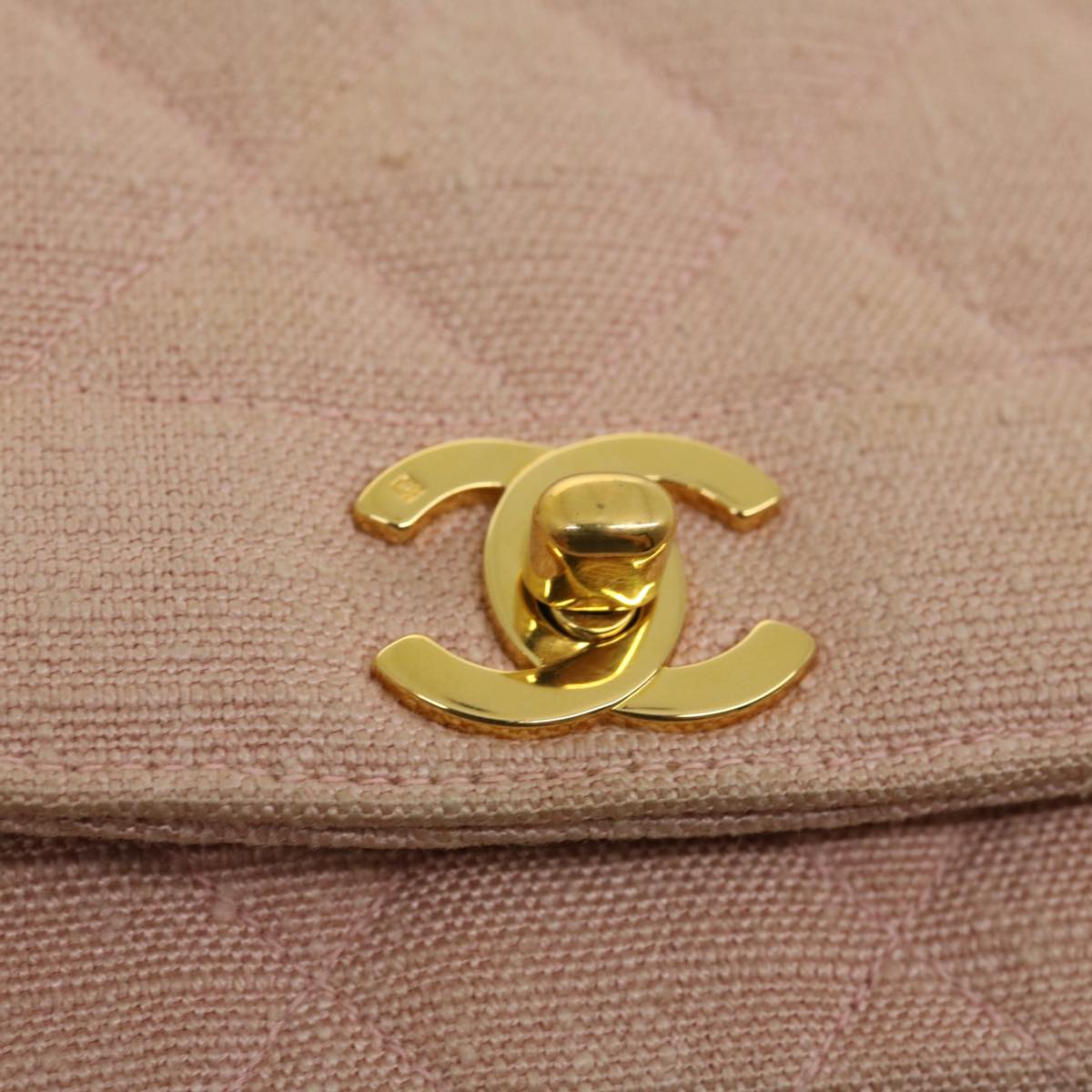 Top Quality Chanel Matelasse Turn Lock Chain Diana Shoulder Bag Canvas Pink CC Auth 29889A