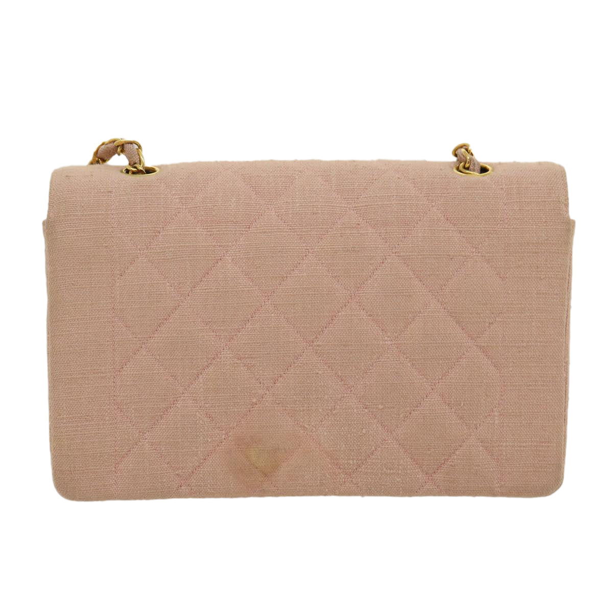 Top Quality Chanel Matelasse Turn Lock Chain Diana Shoulder Bag Canvas Pink CC Auth 29889A