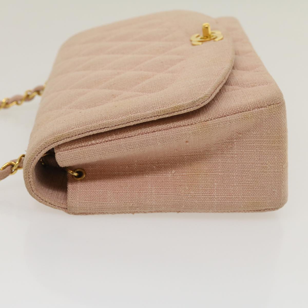 Top Quality Chanel Matelasse Turn Lock Chain Diana Shoulder Bag Canvas Pink CC Auth 29889A