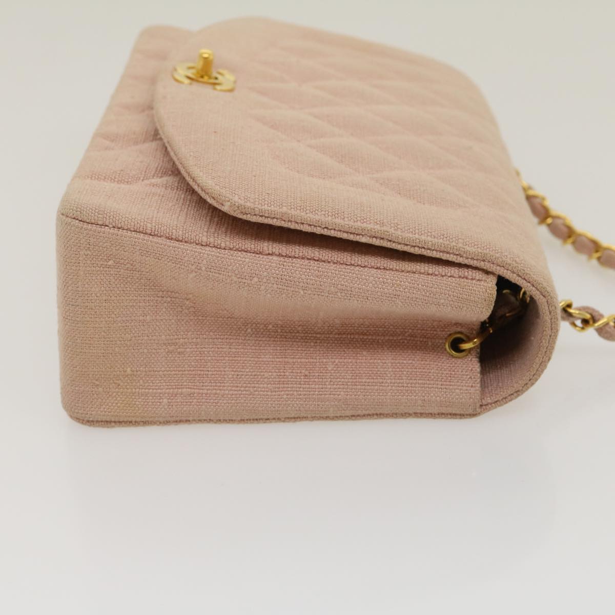 Top Quality Chanel Matelasse Turn Lock Chain Diana Shoulder Bag Canvas Pink CC Auth 29889A