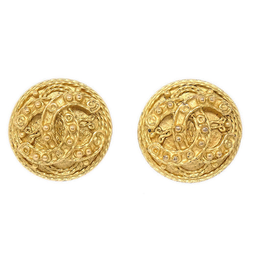 Chanel 1994 Gold 'CC' Filigree Earrings Small