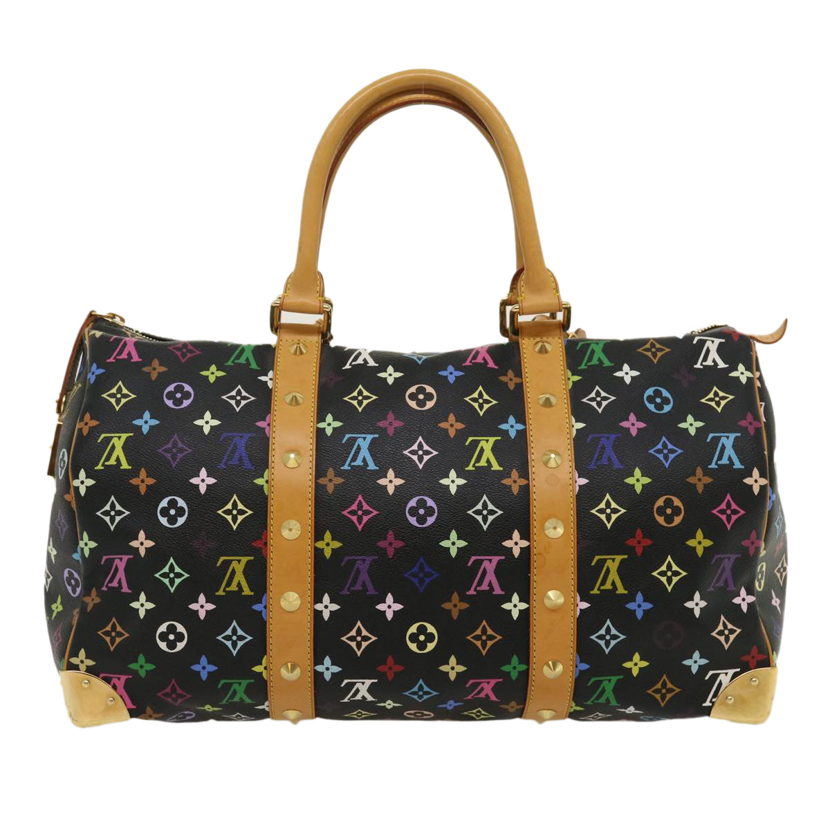 LOUIS VUITTON Monogram Multicolor Keepall 45 Boston Bag Black M92640 Auth 29945A