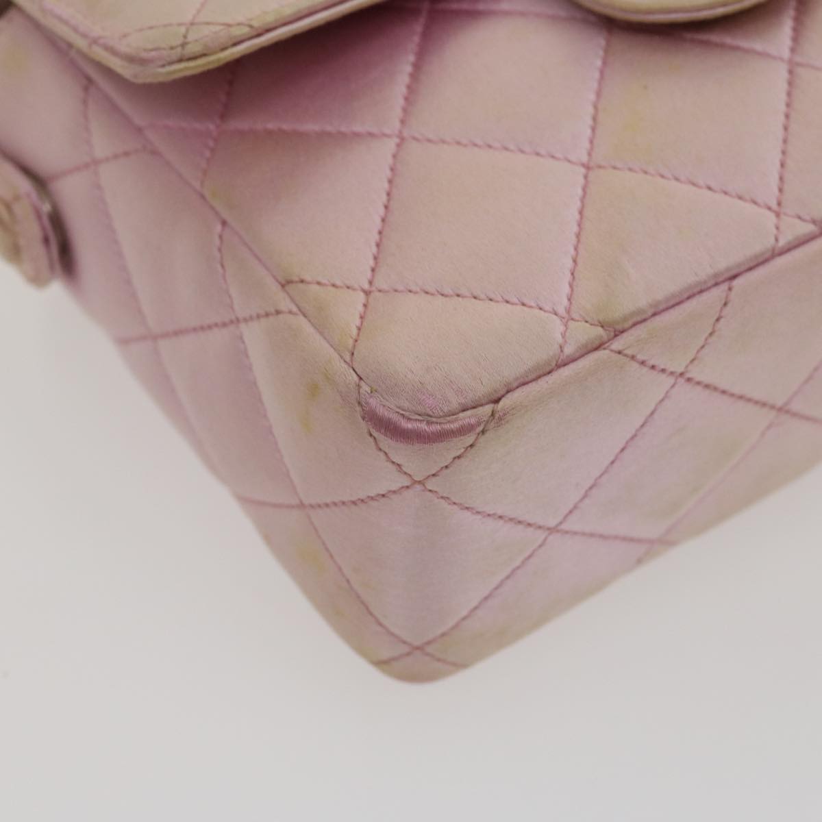 Top Quality Chanel Matelasse Hand Bag Silk Satin Pink CC Auth 29999A