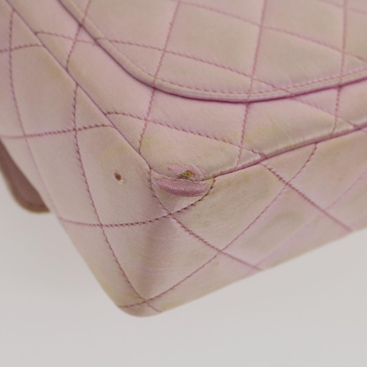 Top Quality Chanel Matelasse Hand Bag Silk Satin Pink CC Auth 29999A