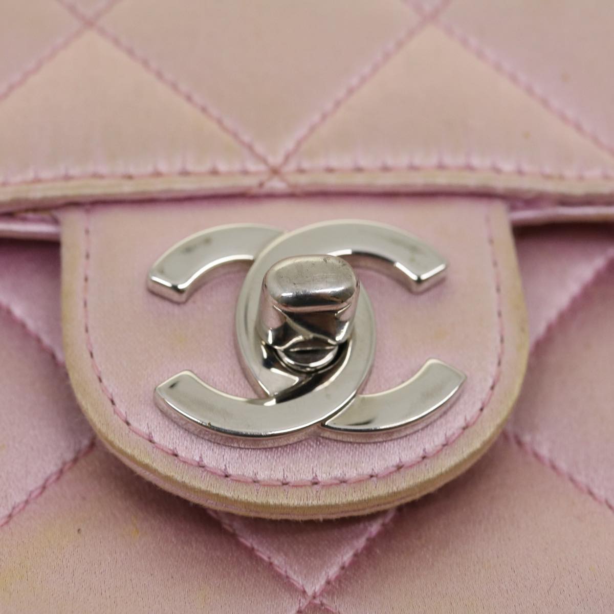Top Quality Chanel Matelasse Hand Bag Silk Satin Pink CC Auth 29999A