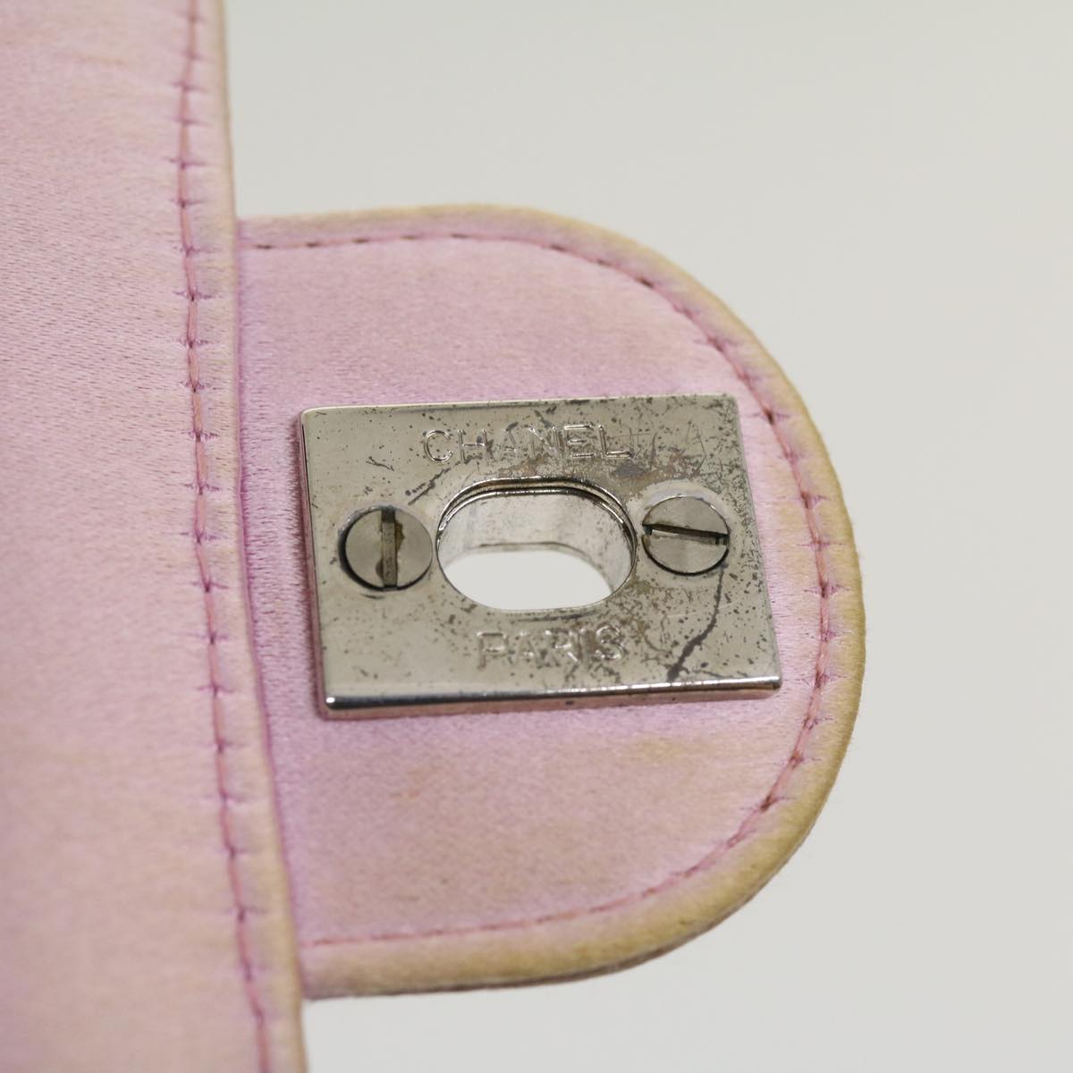 Top Quality Chanel Matelasse Hand Bag Silk Satin Pink CC Auth 29999A