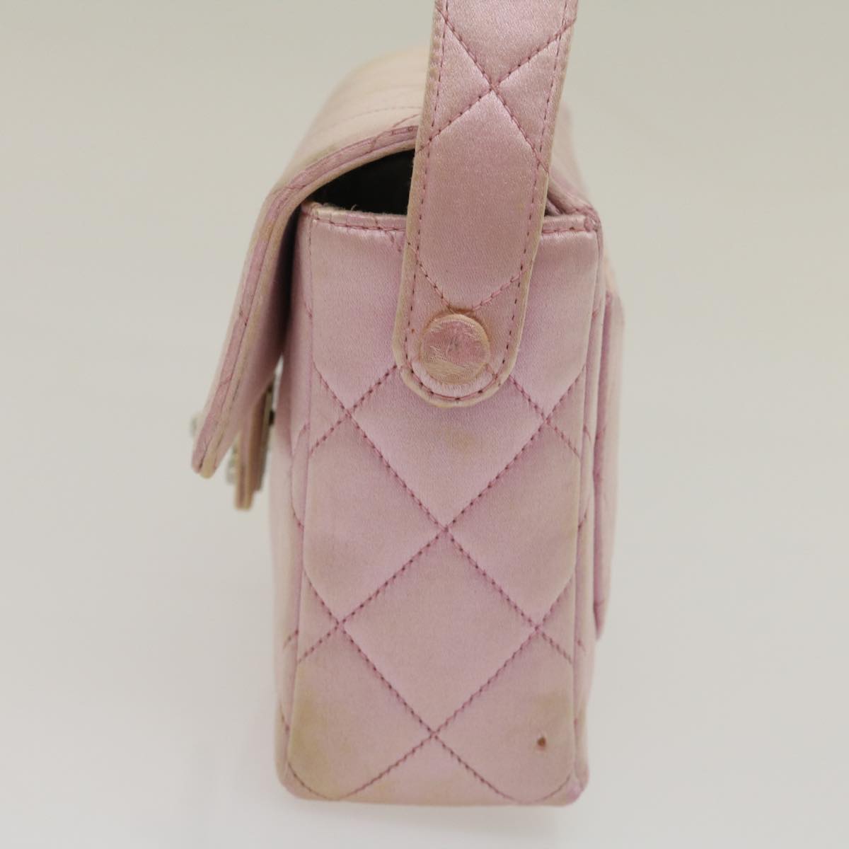Top Quality Chanel Matelasse Hand Bag Silk Satin Pink CC Auth 29999A