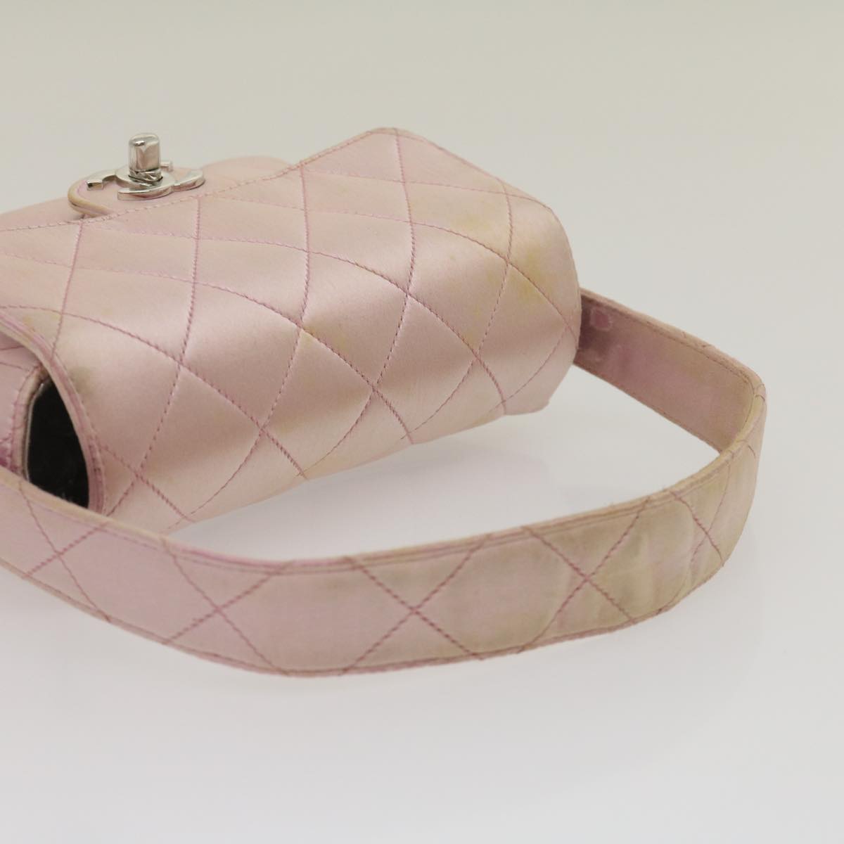 Top Quality Chanel Matelasse Hand Bag Silk Satin Pink CC Auth 29999A
