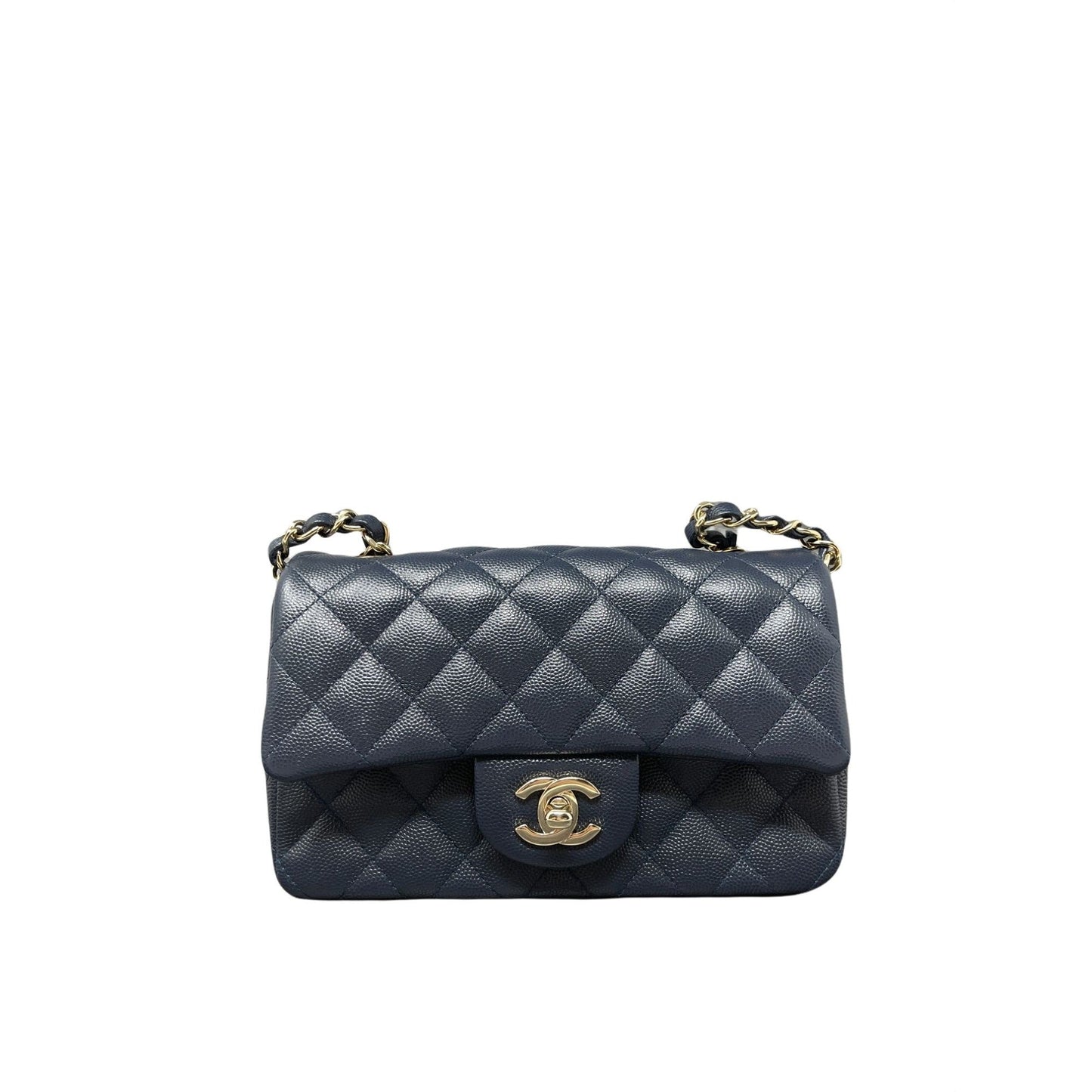 CHANEL Chanel Caviar Quilted Mini Rectangular Flap - Dark Blue