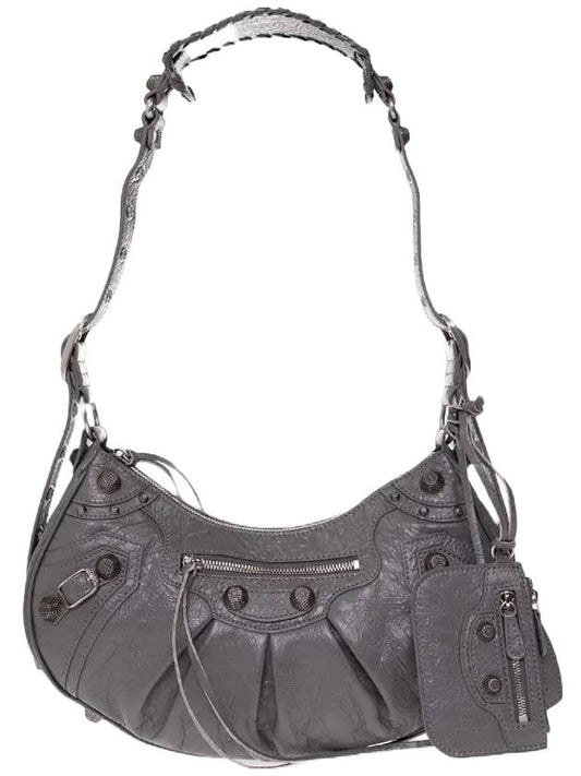 Luxury Balenciaga  Le Cagole Small Leather Shoulder Bag Grey