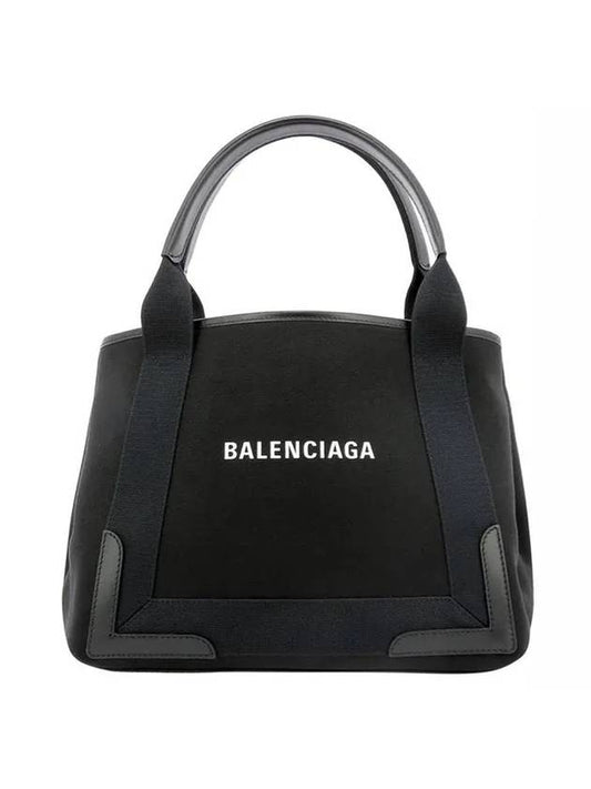 Luxury Balenciaga  Cabas Logo Canvas Small Tote Bag Black
