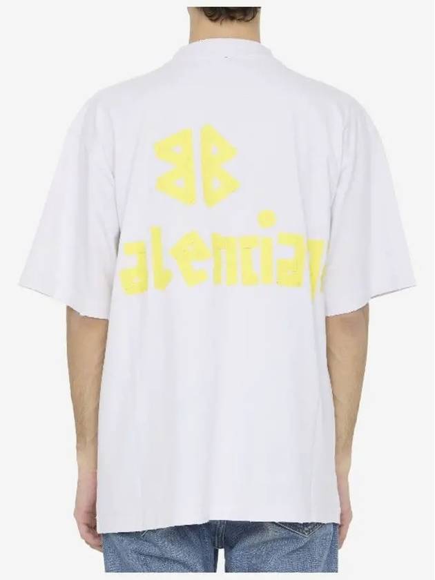 Luxury Balenciaga  Tape Type Logo Medium Fit Short Sleeve T-Shirt White