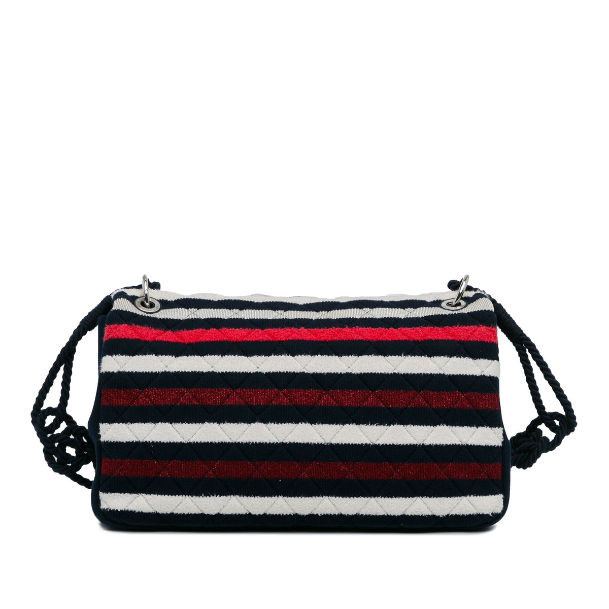 Multi Chanel Maxi Multicolor Stripe Jersey Rope Flap Satchel