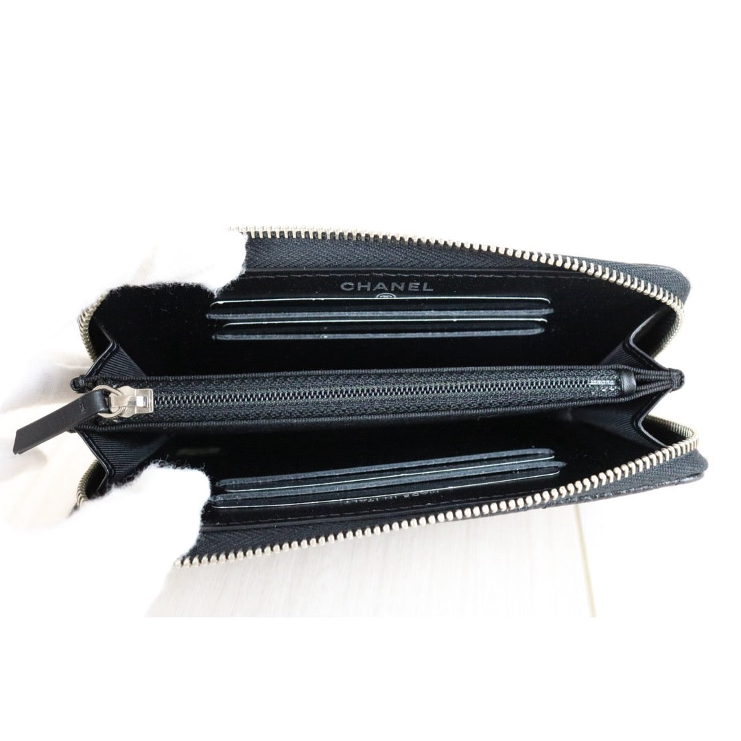 Excellent（Rank SA）｜Chanel Caviar Skin Black Long  Wallet Made In 2014-2015Year ｜X25070608