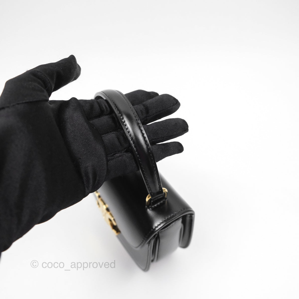 Celine Mini Besace Clea in Shiny Calfskin Black