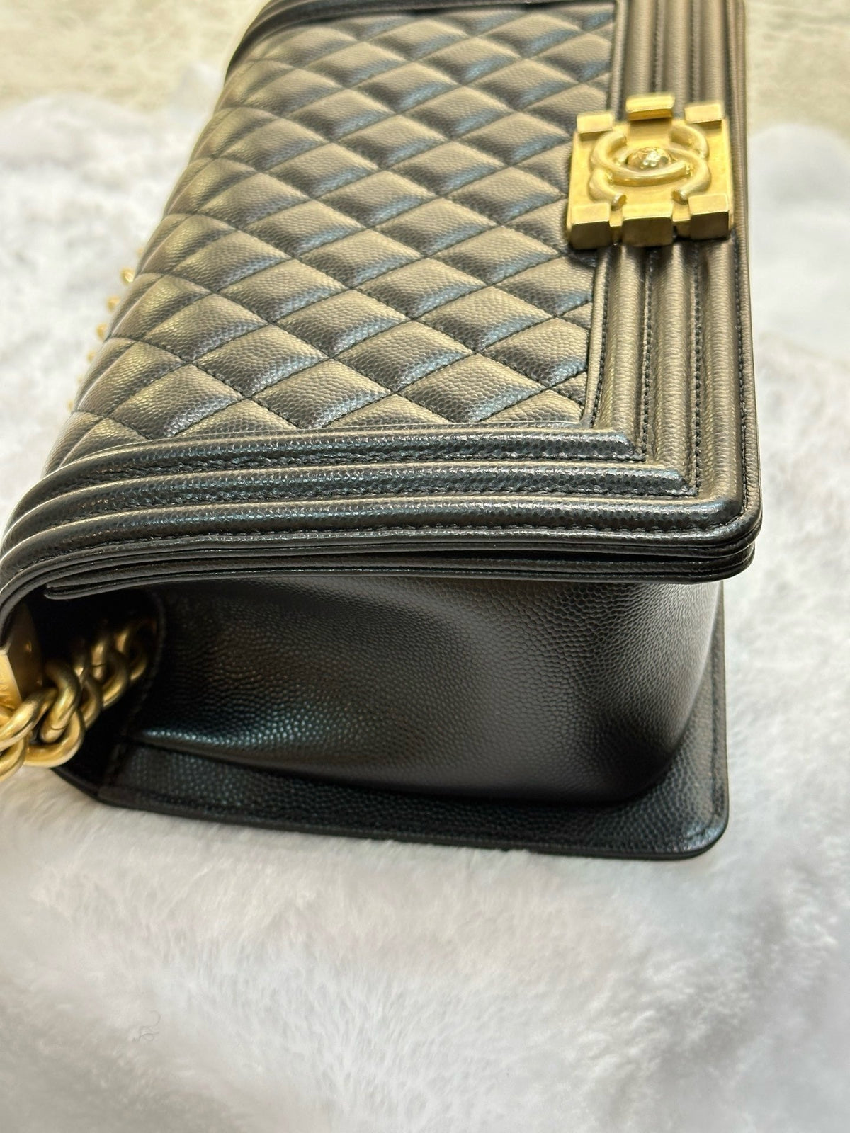 Chanel Medium Caviar Boy Bag Black GHW 27 holo card